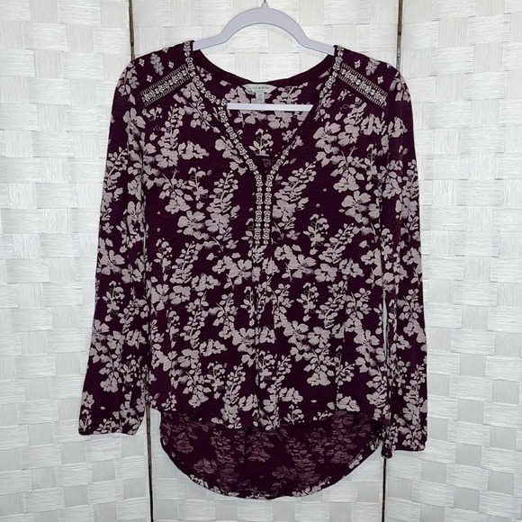 Lucky Brand Boho Mixed Peasant Top Women’s Size Small - Picture 2 of 12